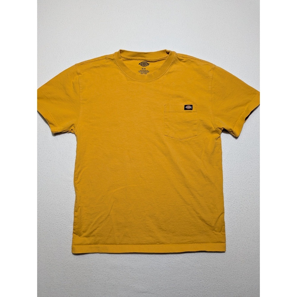Dickies Pocket T-Shirt Mens M Yellow‎ Workwear Tee Cotton Short Sleeve